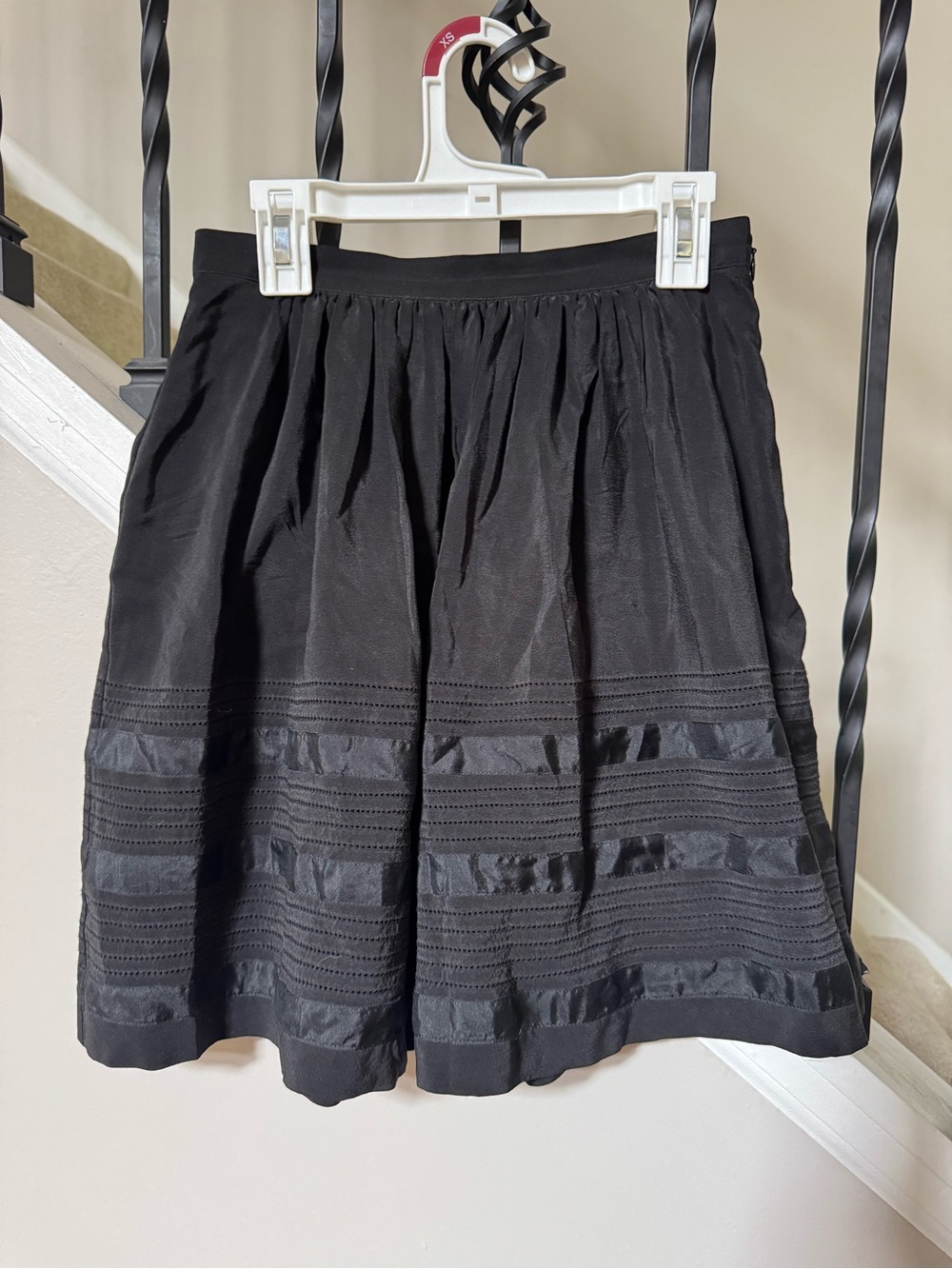 Theory Black A-Line Skirt with Ribbon Trim